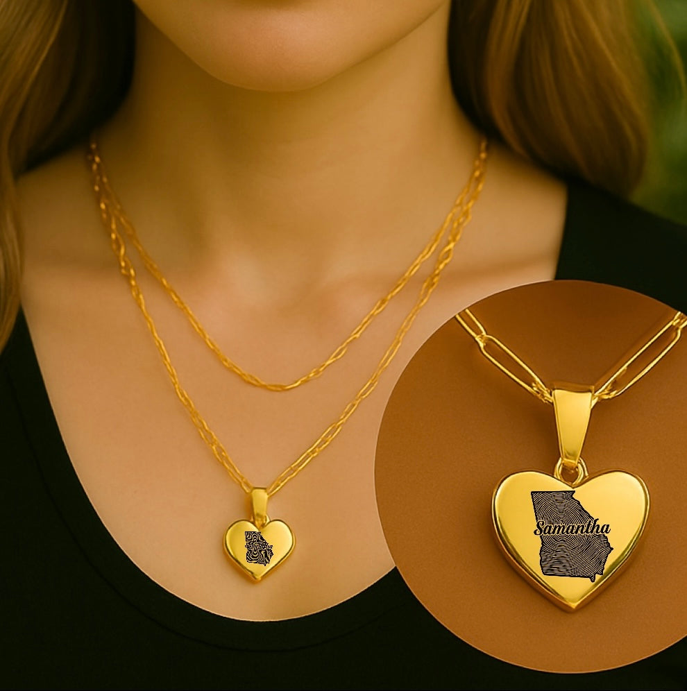 Exklusive Georgia in meinem Herznamen Halskette