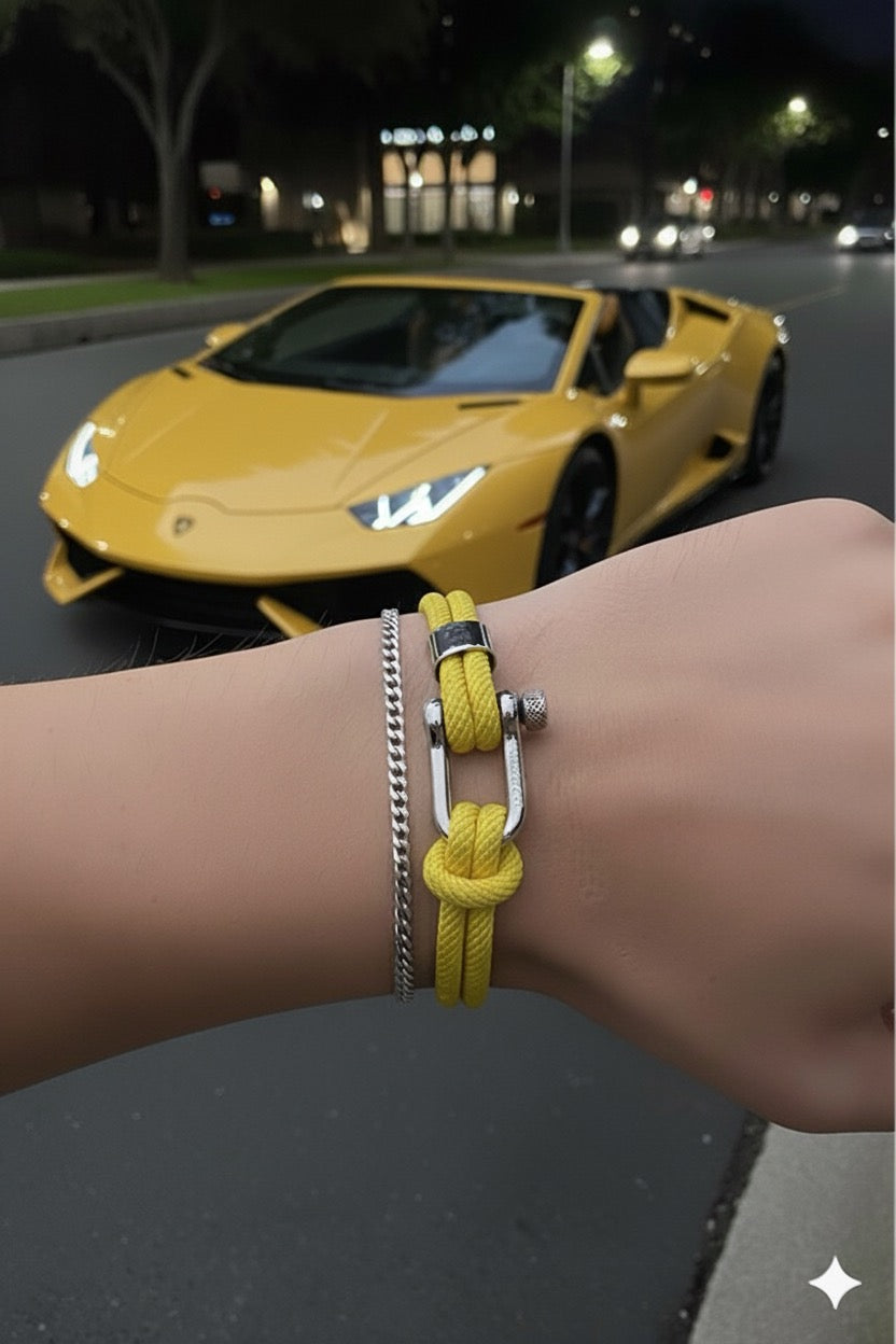 Yellow Nautical Rope bracelet & Cuban