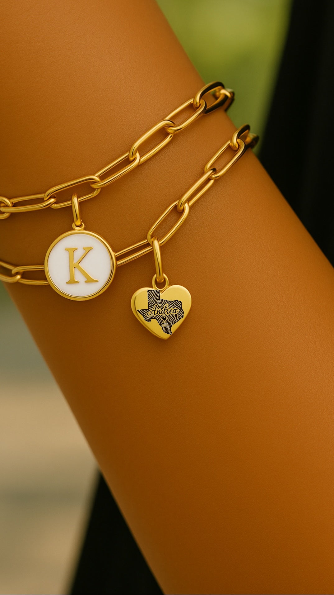 Mapa personalizado exclusivo de Texas y conjunto de pulseras iniciales