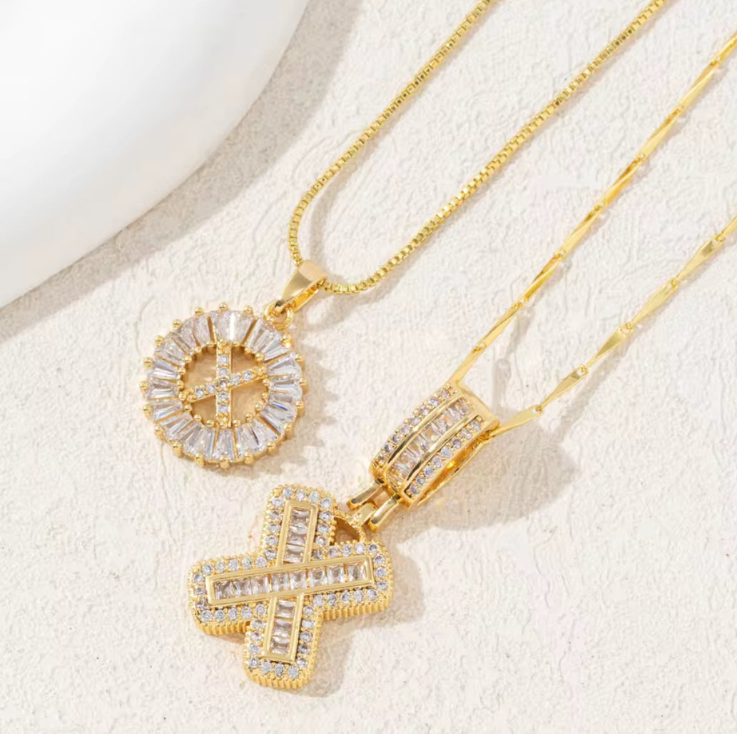 2pc 14k Diamond Letter Initial Necklaces