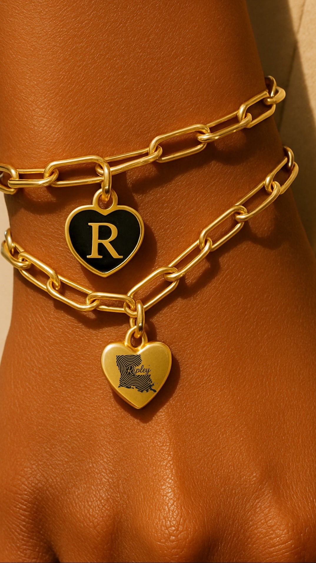 Personalisierte Louisiana -Herz -Charmarmband