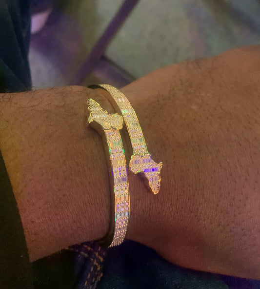 Exclusive Iced out baguette Africa Map Bracelet