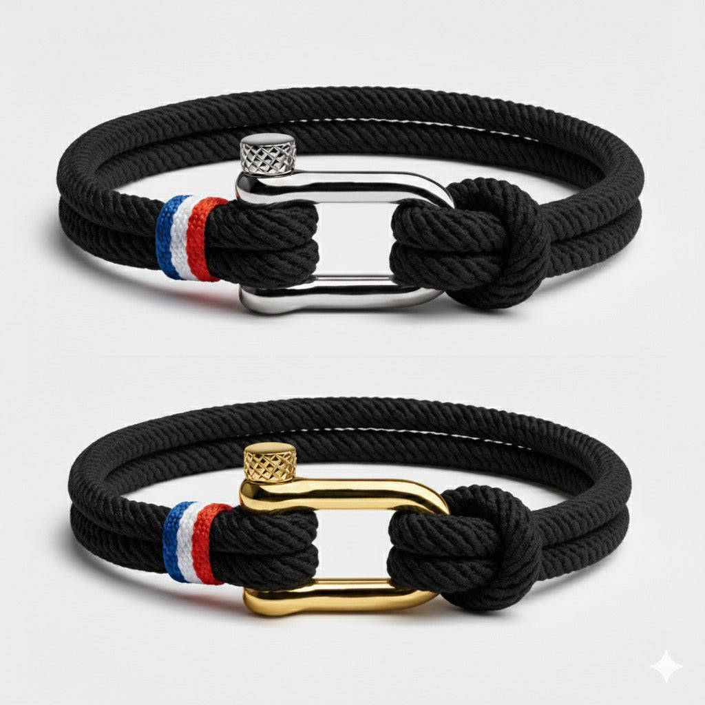 Exclusive France Nautical Black rope bracelet