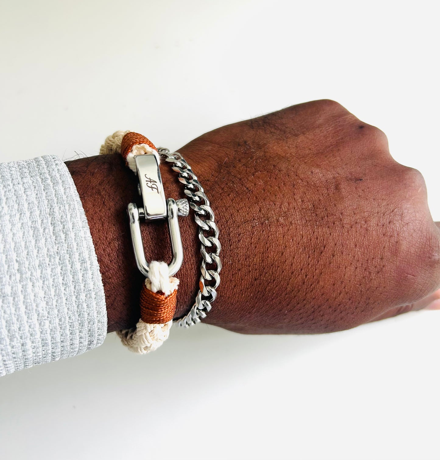 Nautical rope & Cuban Bracelet combo set