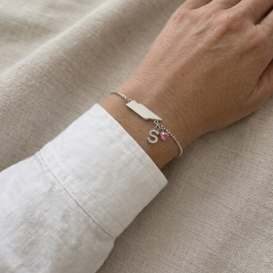 Exclusive Tennessee initial birthstone Bracelet