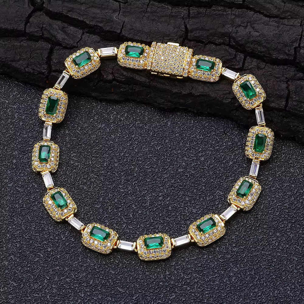 Emerald Baguette Link Bracelet