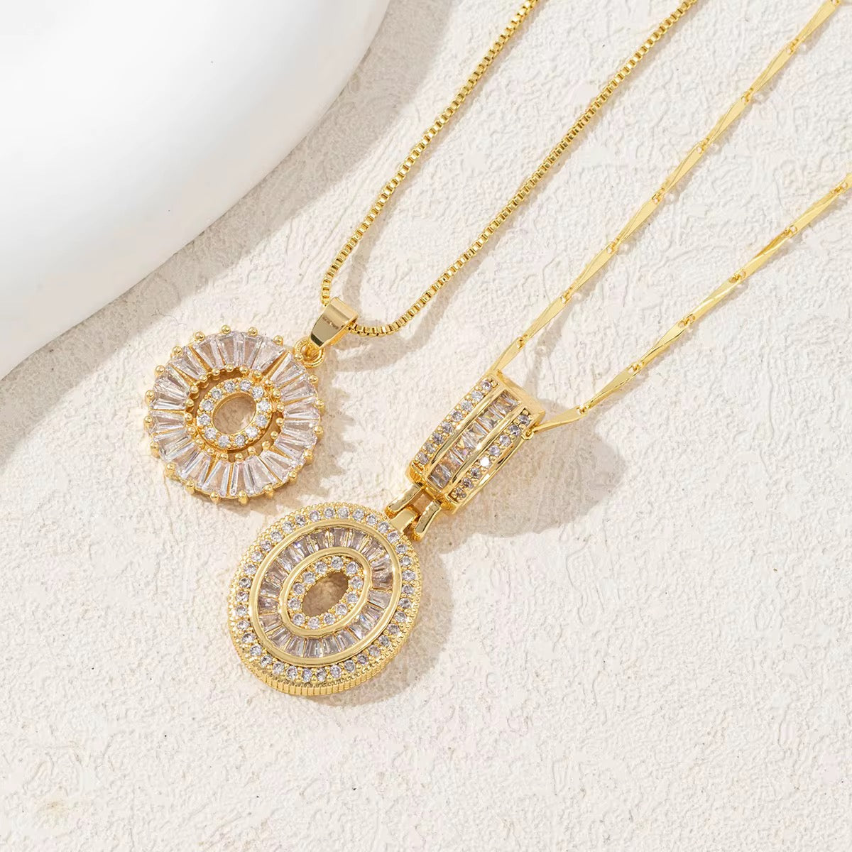 2pc 14k Diamond Letter Initial Necklaces