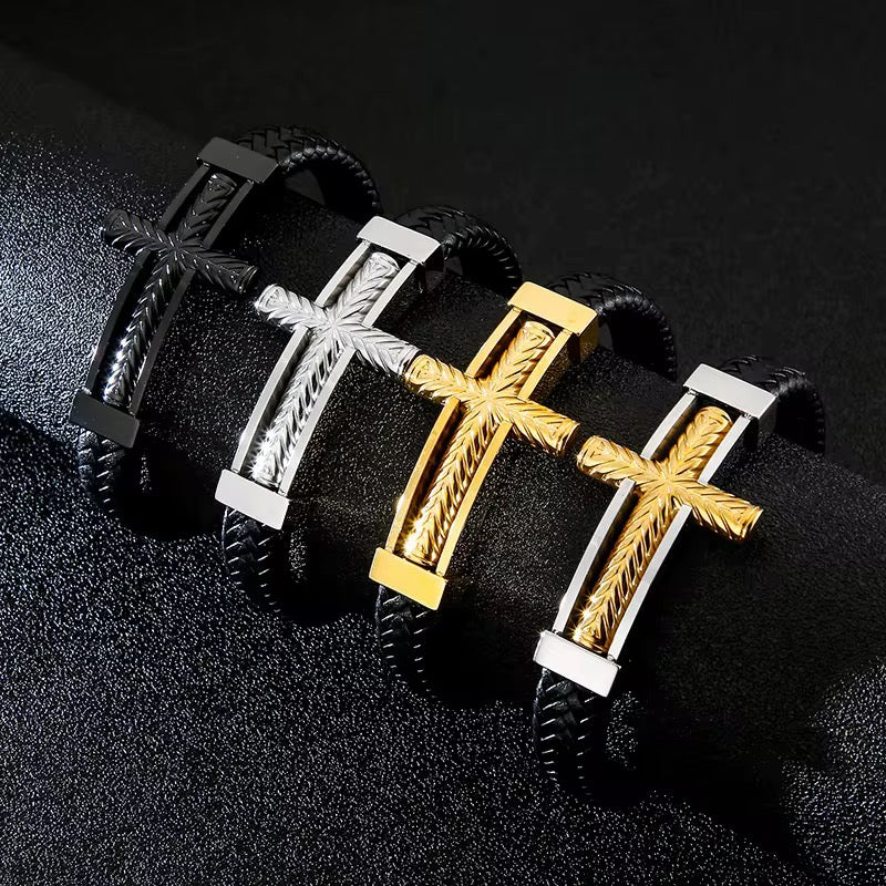 Brazalete de cuero trenzado personalizado