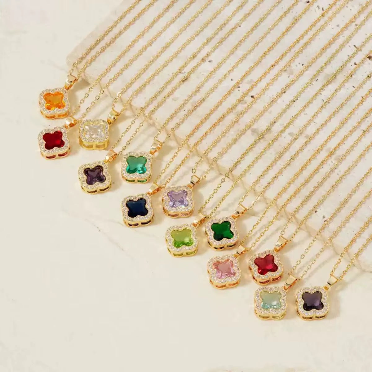 Birthstone clover necklace