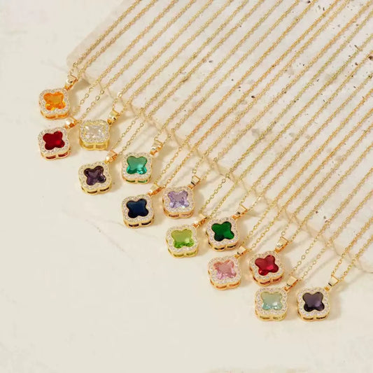 Birthstone clover necklace