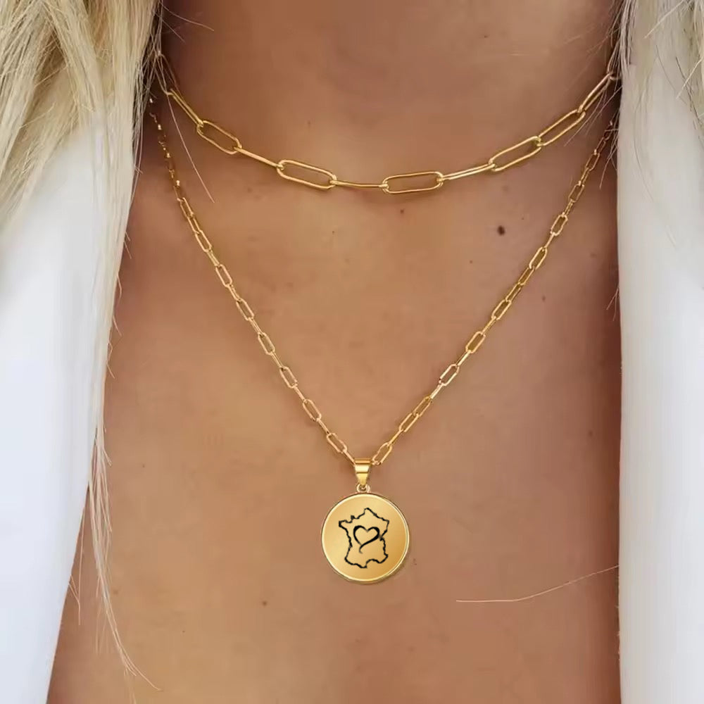 Exclusive I love France Double Sided Initial Necklace