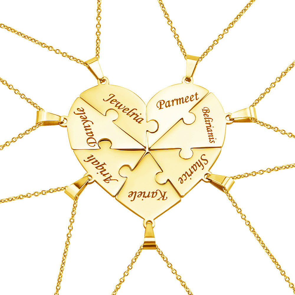 Personalized Family Heart Puzzle Necklace