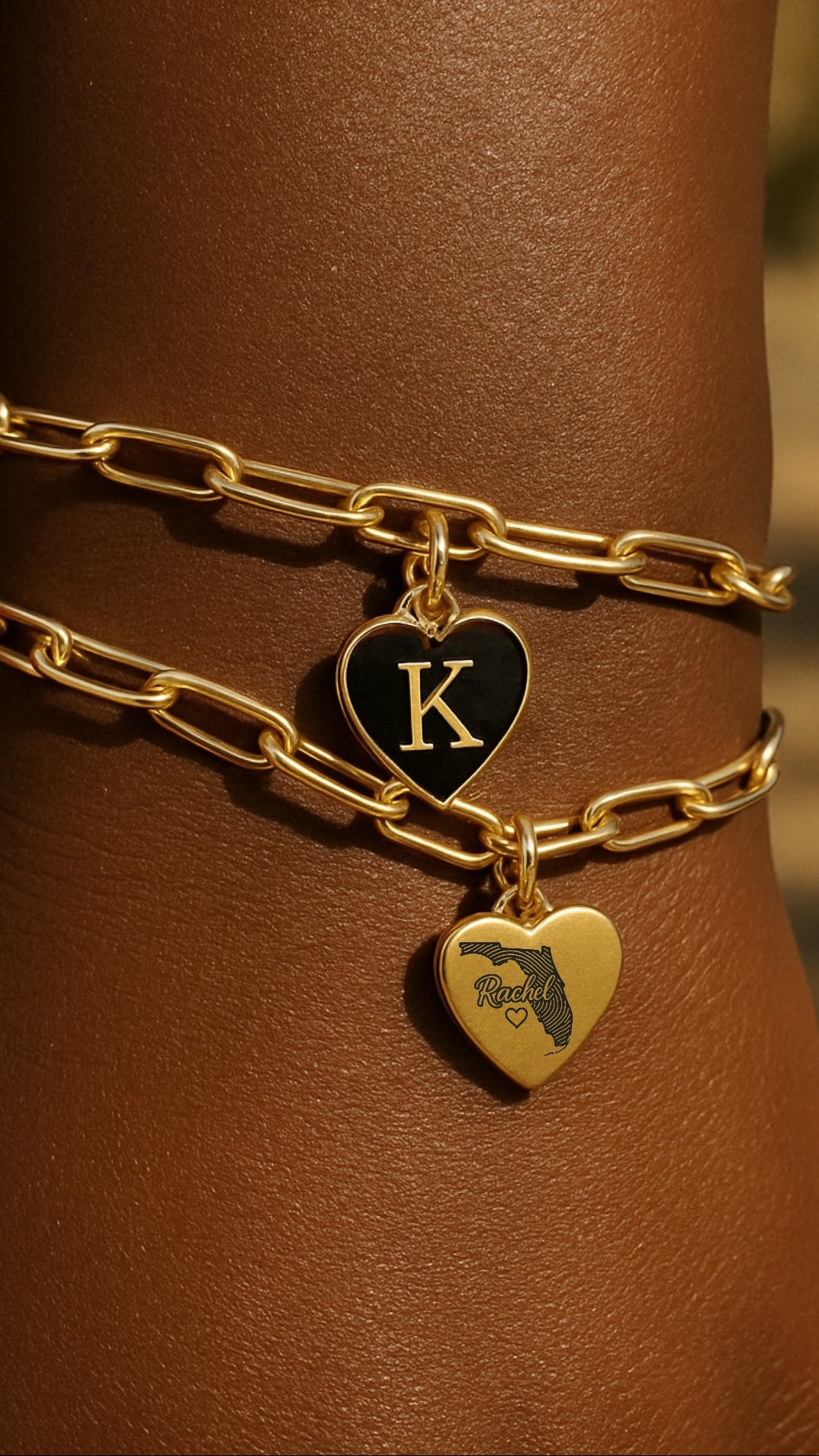 Personalized Florida Heart Charm Bracelet