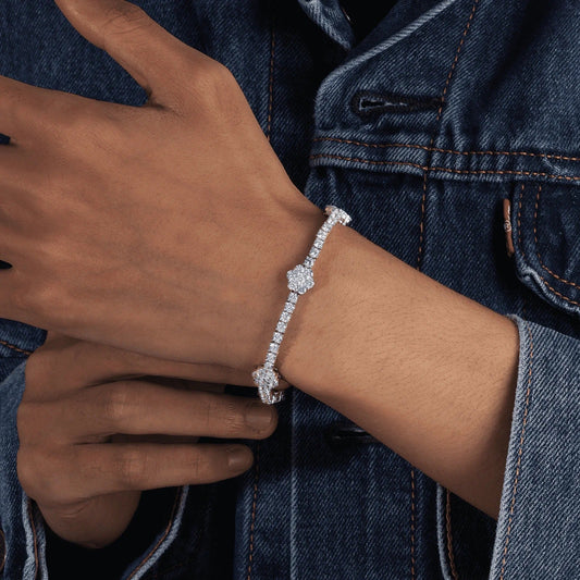 Moissanite Eced Blumen Tennisarmband - 925 Silber - VVS1