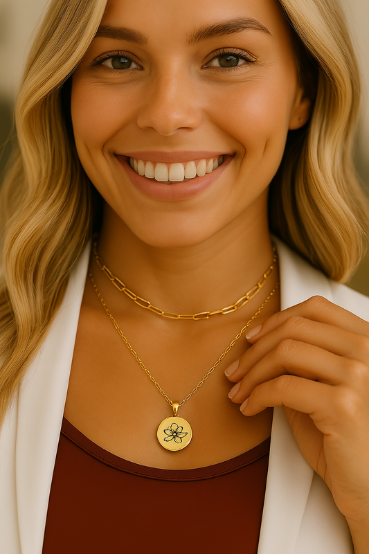 Exclusive Magnolia Double Sided Initial Necklace