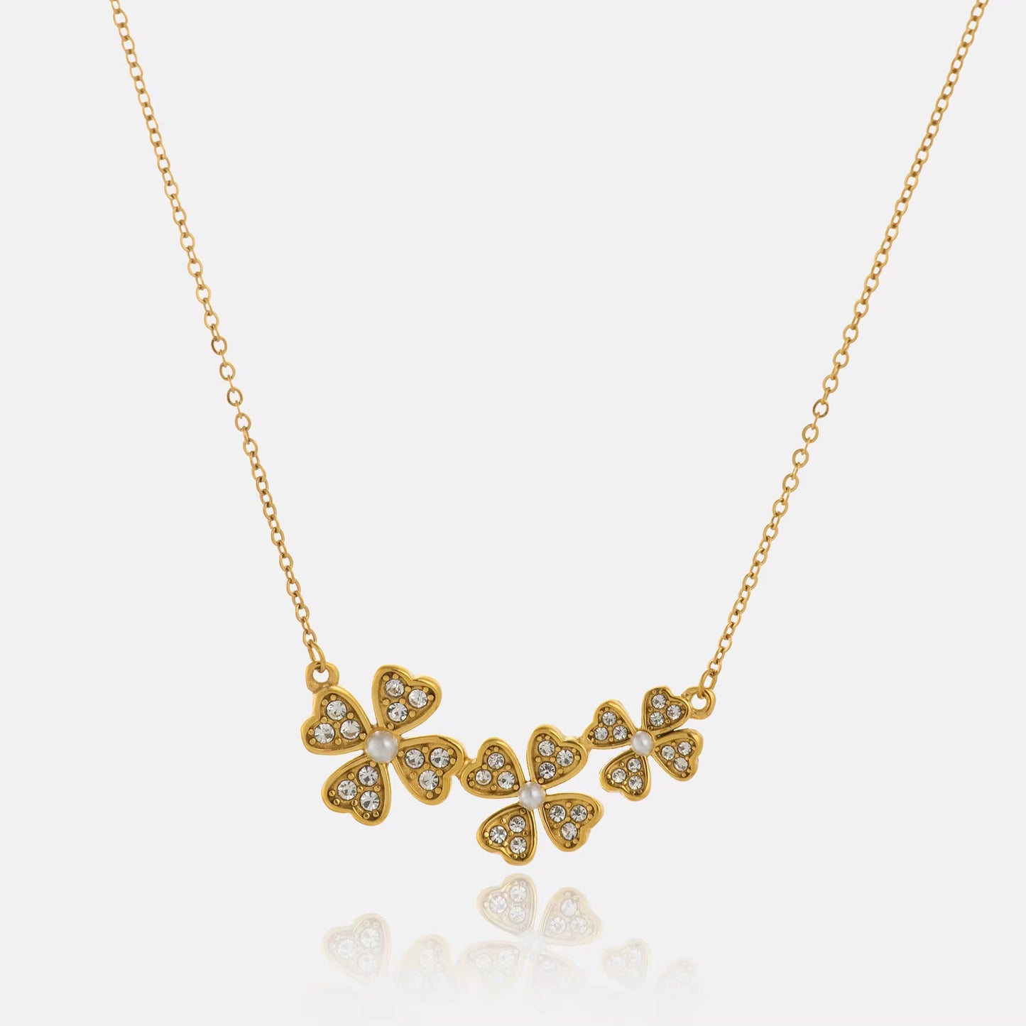 Iced clover cluster necklace