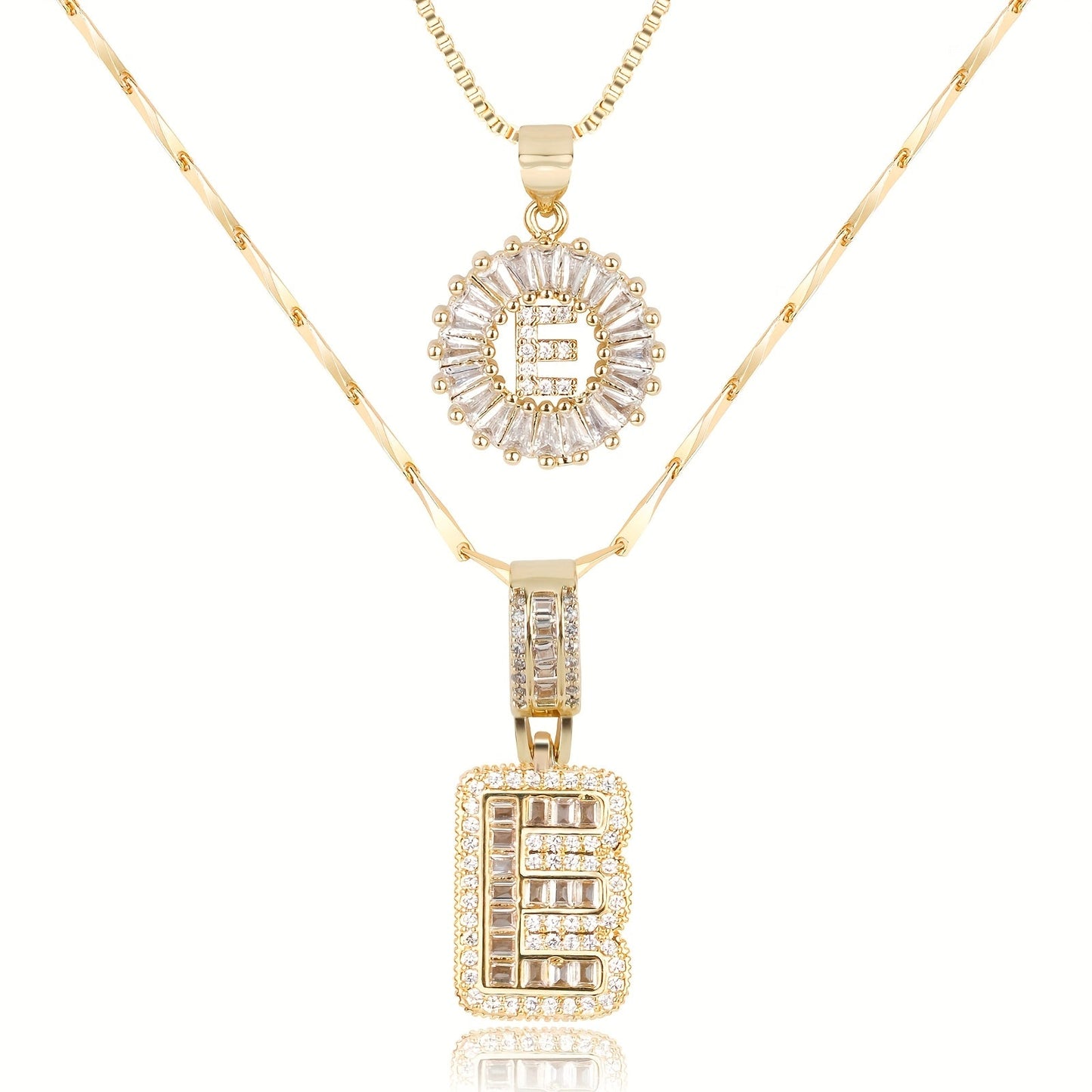 2pc 14K diamanten letter eerste kettingen