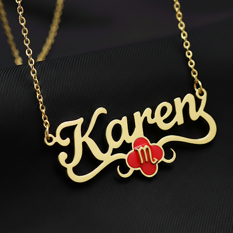 Exklusive Kleeblatt-Halskette mit Sternzeichen-Namen