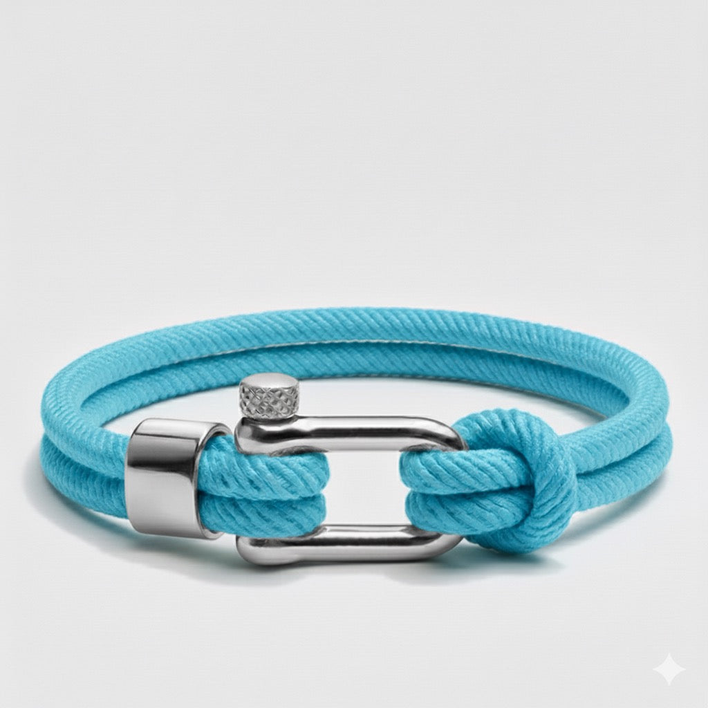 Sky Blue Nautical Rope bracelet & Cuban