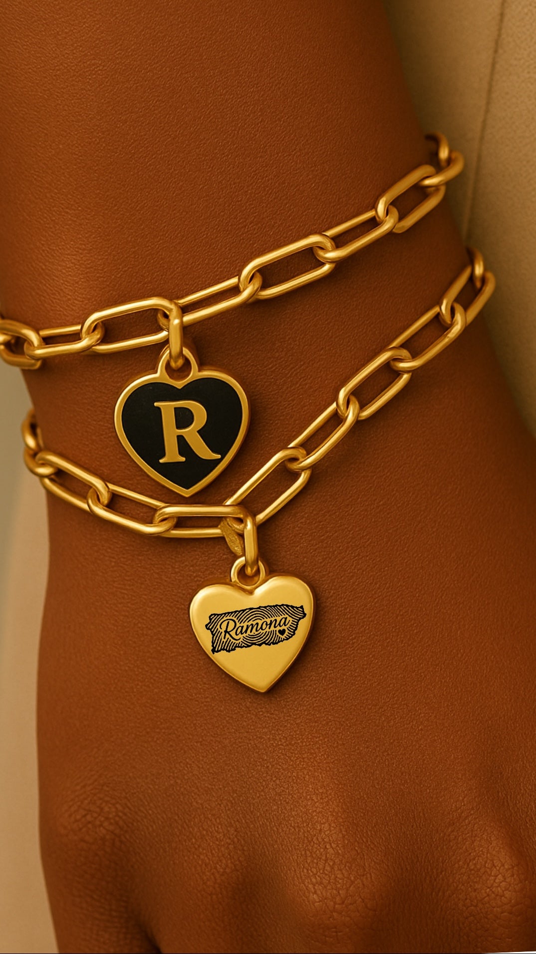 Personalized Puerto Rico Heart Charm Bracelet