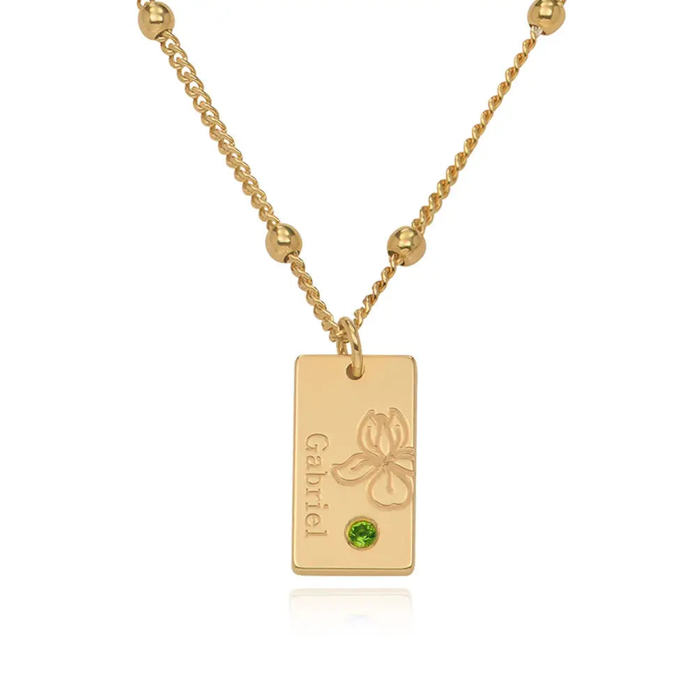 Nom personnalisé délicat de la chaîne satellite de naissance et collier de naissance et de pierre