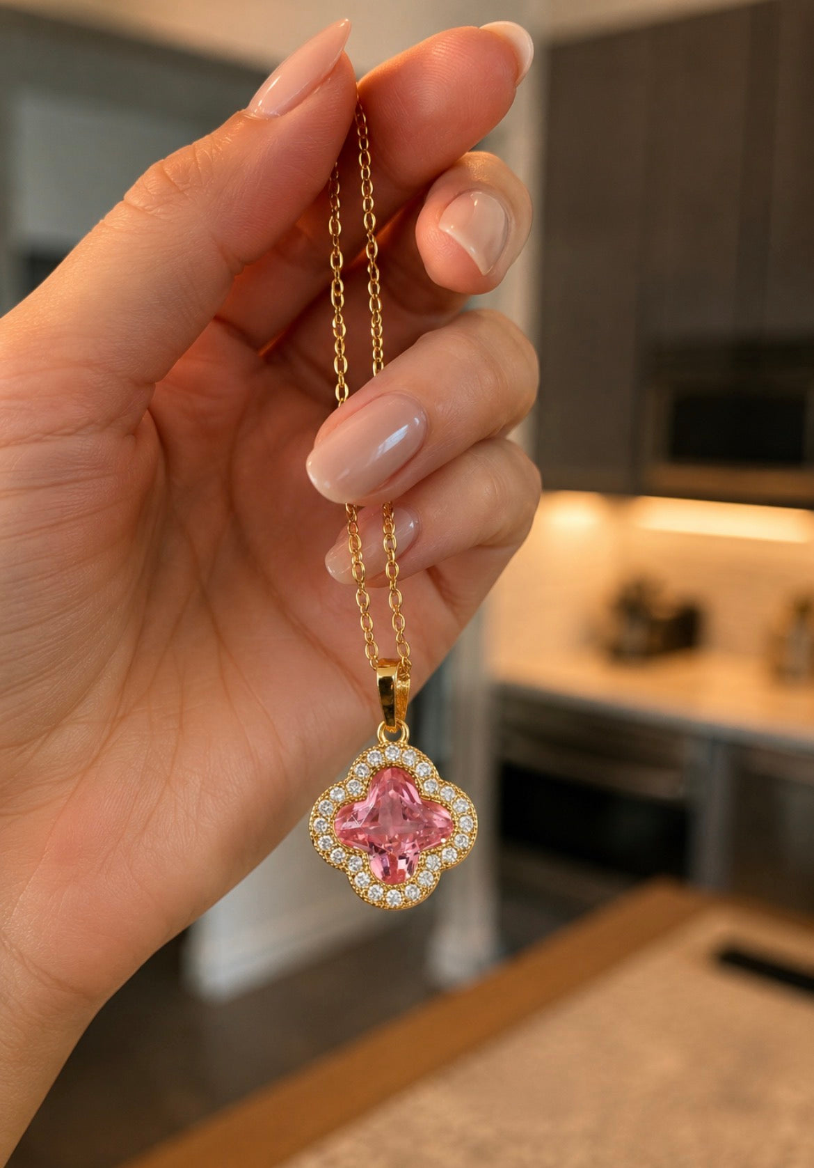 Birthstone clover necklace