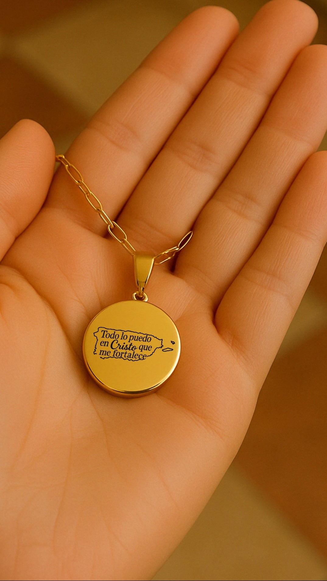 Puerto Rico Map Philippians 4:13 Initial Necklace