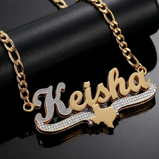 Exclusive Double plated Texas Name Necklace