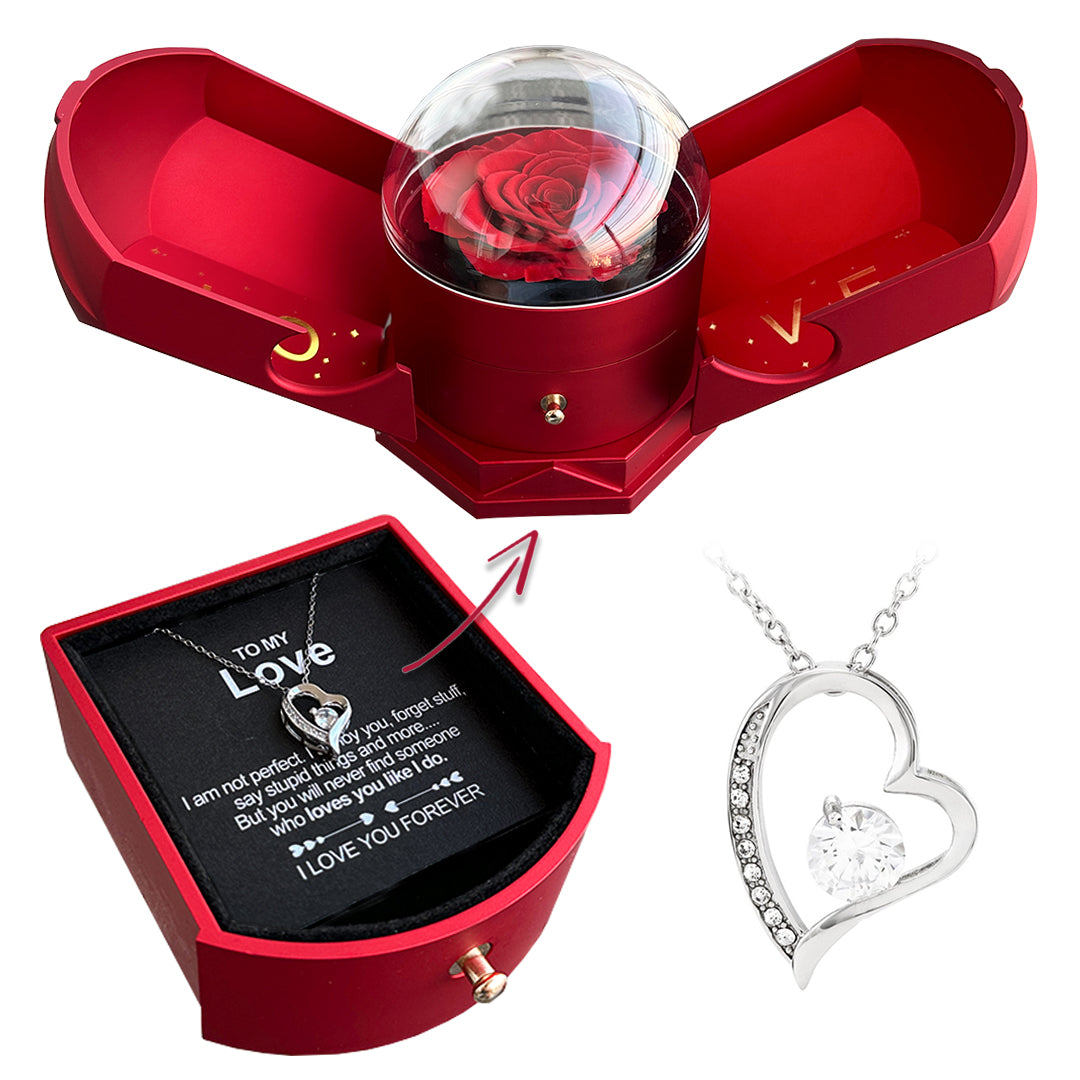 Eternal Rose Box "zu meiner Liebe" mit Diamond Heart Halskette