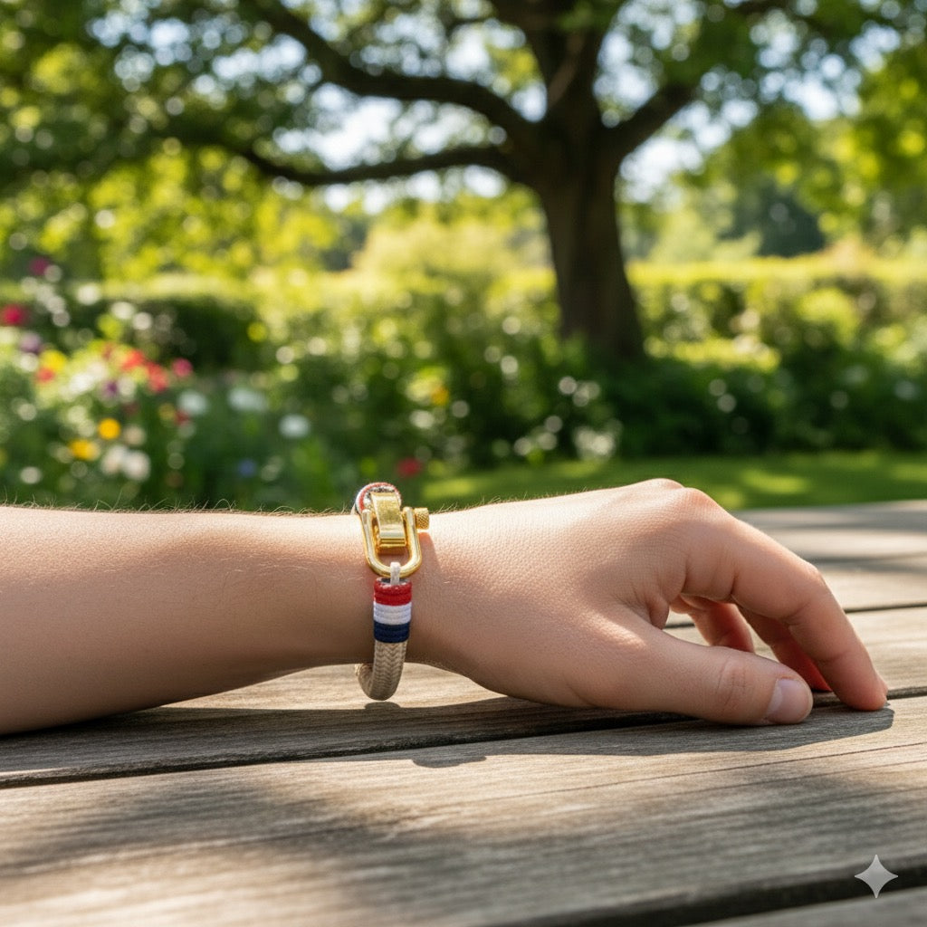 Bracelet de corde beige nautique personnalisé