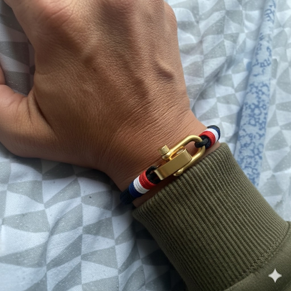 Bracelet de Corde Noir Nautique 2 Personnalisé