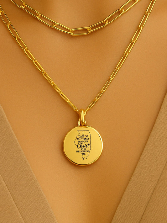 Illinois Philippians 4:13 Initial Necklace