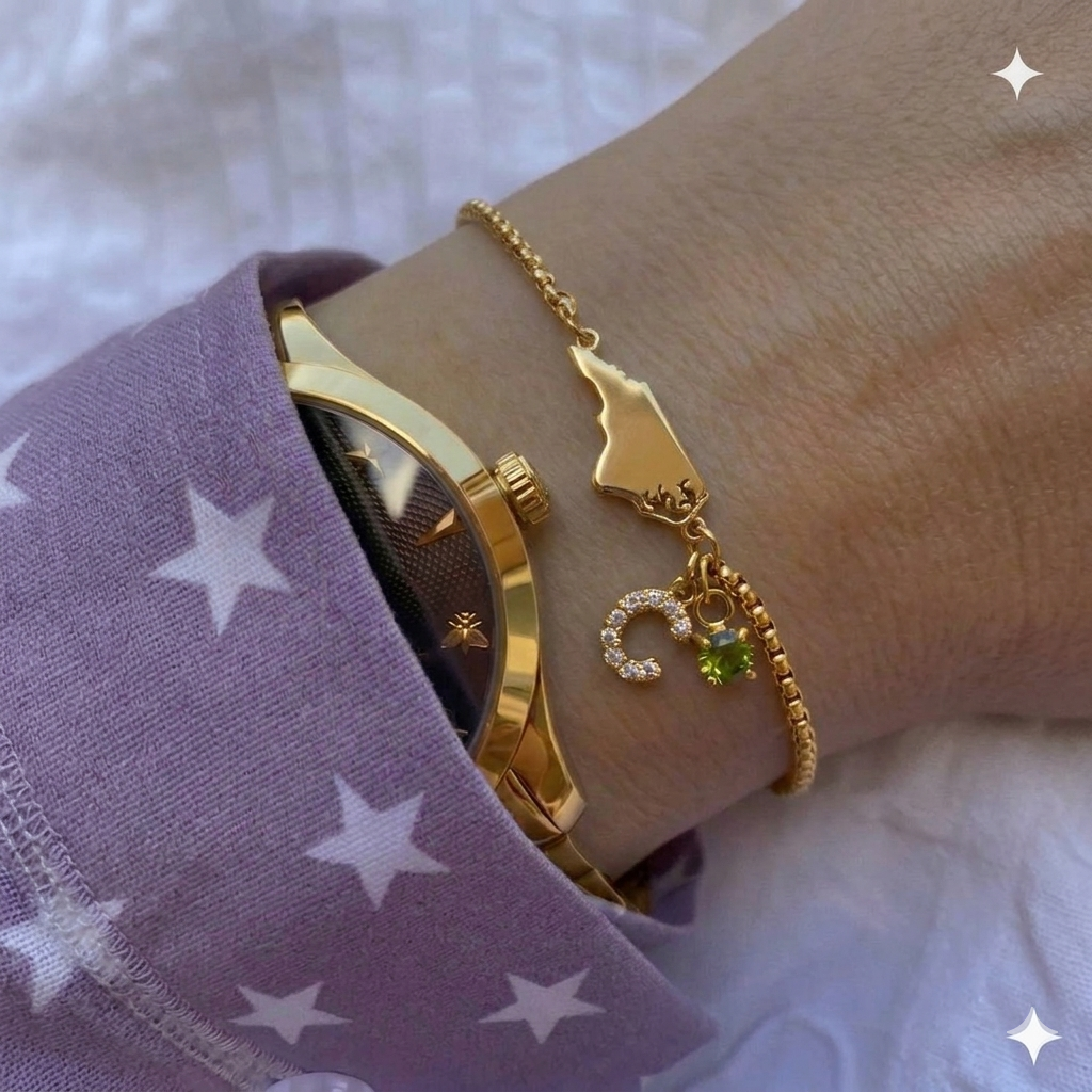 Exclusive North Carolina initial birthstone Bracelet