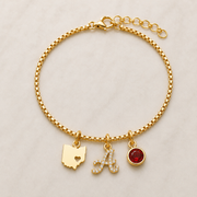 Exclusive Texas initials birthstone Bracelet & FREE! Birthstone Clover Necklace.