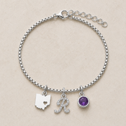 Exclusive Texas initials birthstone Bracelet & FREE! Birthstone Clover Necklace.