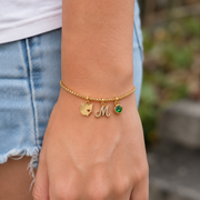 Exclusive Texas initials birthstone Bracelet & FREE! Birthstone Clover Necklace.