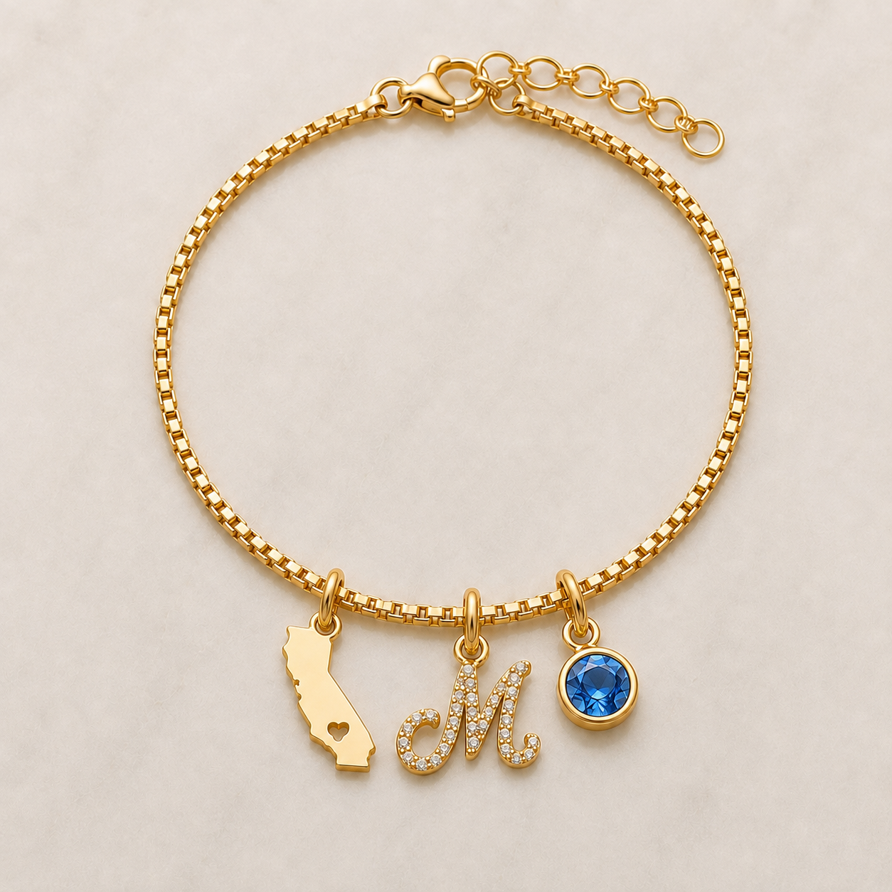 Exclusive Texas initials birthstone Bracelet & FREE! Birthstone Clover Necklace.