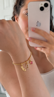 Exclusive Texas initials birthstone Bracelet & FREE! Birthstone Clover Necklace.