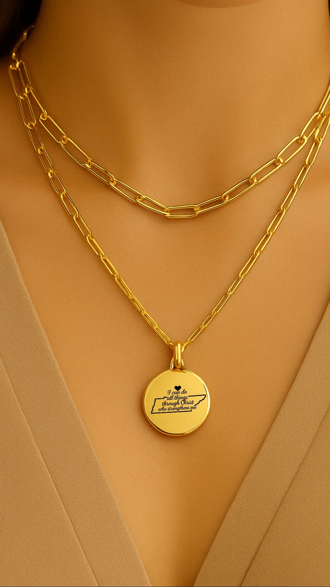 Tennessee Map Filipenses 4:13 Collar inicial