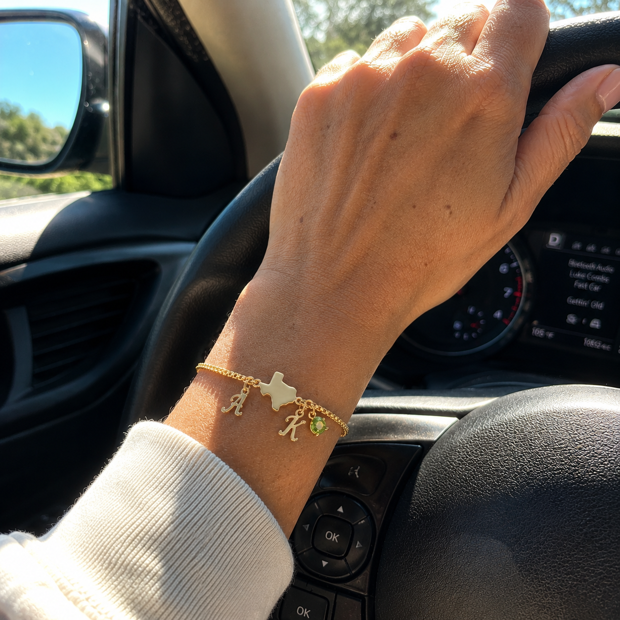 Exclusive Texas initials birthstone Bracelet