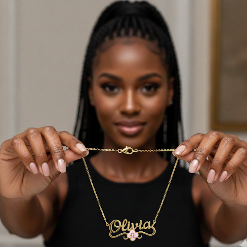 Exklusive Kleeblatt-Halskette mit Sternzeichen-Namen