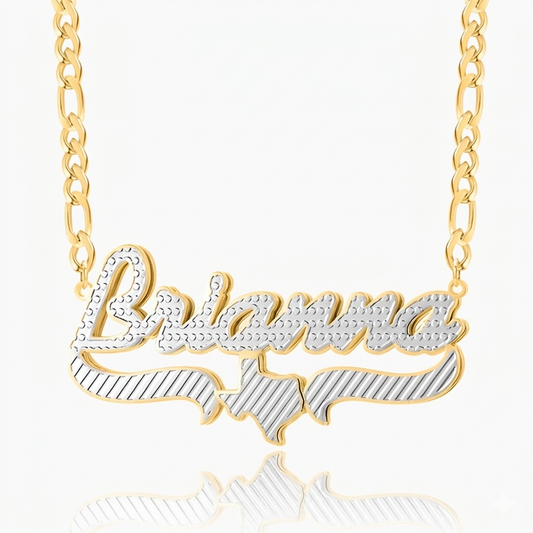 Double plated Texas Name Necklace