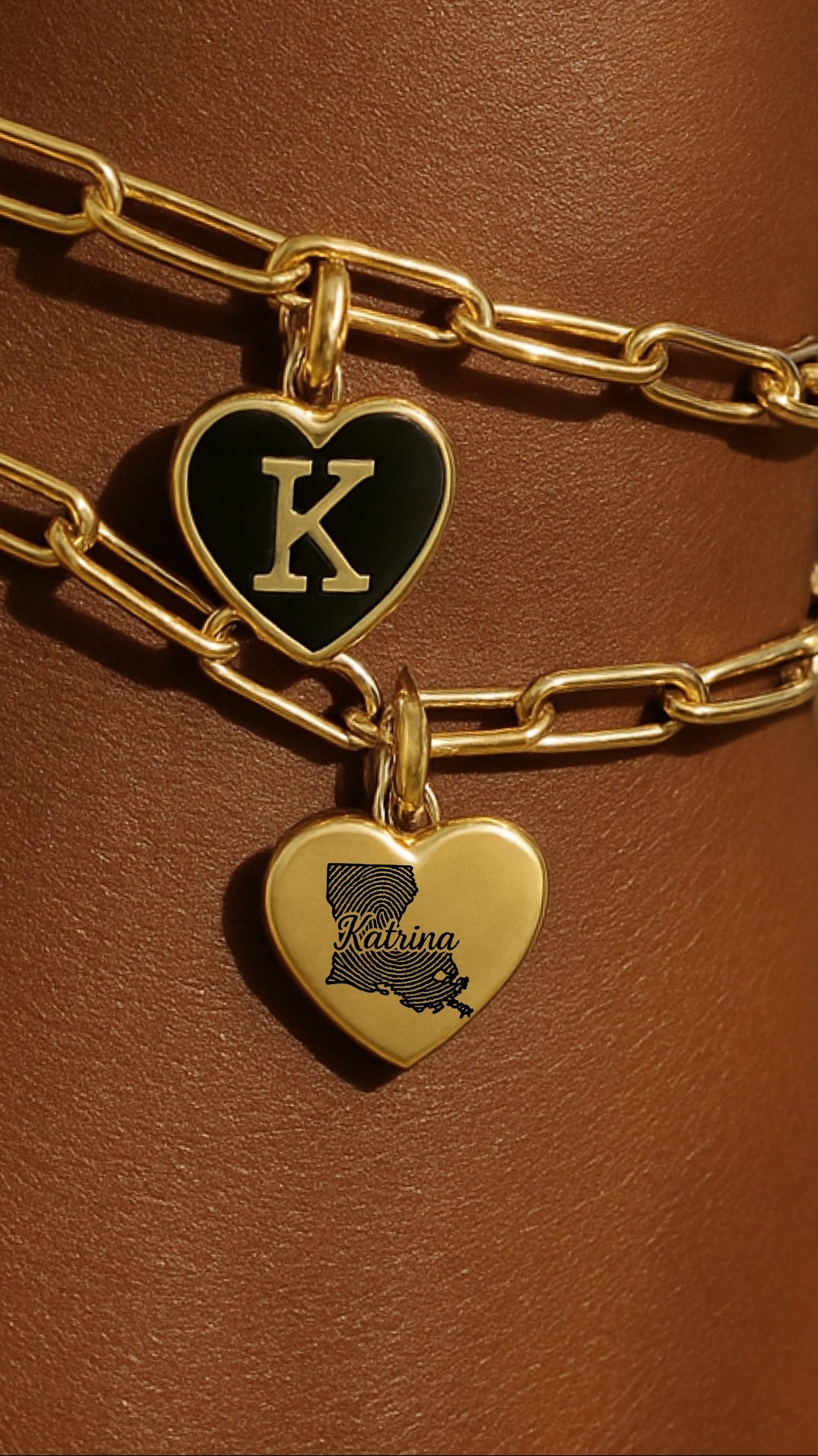 Personalisierte Louisiana -Herz -Charmarmband