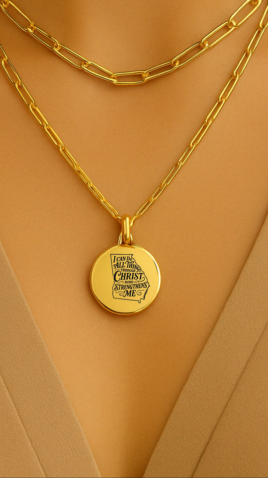 Georgia Philippians 4:13 Initial Necklace