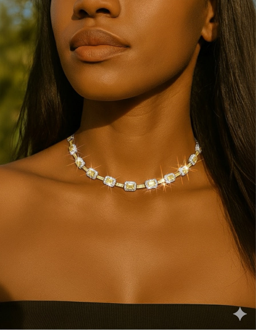 Canary Yellow Baguette Link 2 piece set