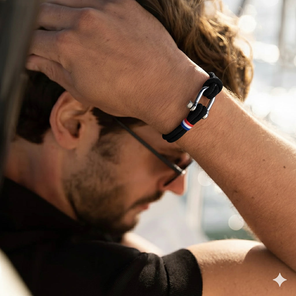 Exclusive France Nautical Black rope bracelet