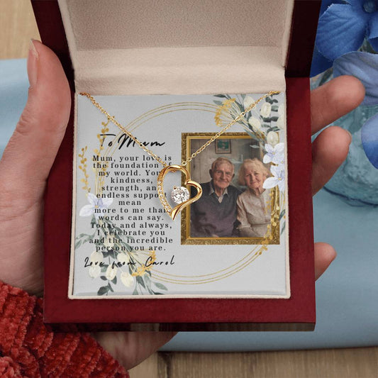 Collar Forever Love, tarjeta de mensaje de foto personalizada y foto animada