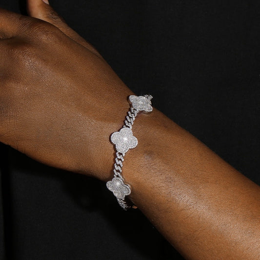 MOISSANITE CUBAN CLOVER BRACELET - 925 SILVER - VVS1