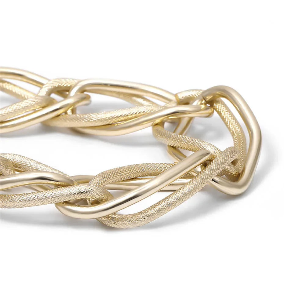 Bold Texture Contrast Geometric Chunky Necklace