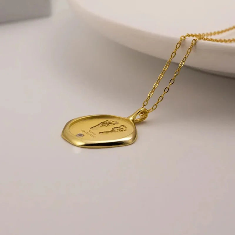 Nom de bébé personnalisé, empreinte, collier en pierre de naissance